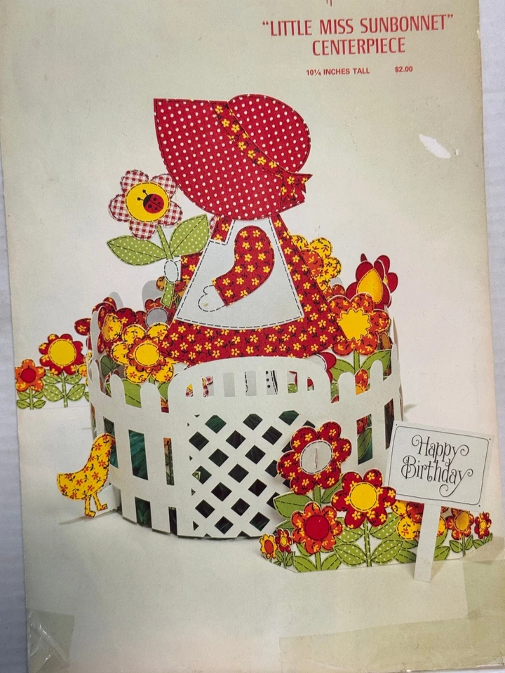 Centro de mesa de cumpleaños vintage Hallmark Plan A Party Little Miss Sunbonnet Foto 2 de 4