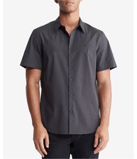 Calvin Klein Mens Micro Check Button Up Shirt, Black, Small