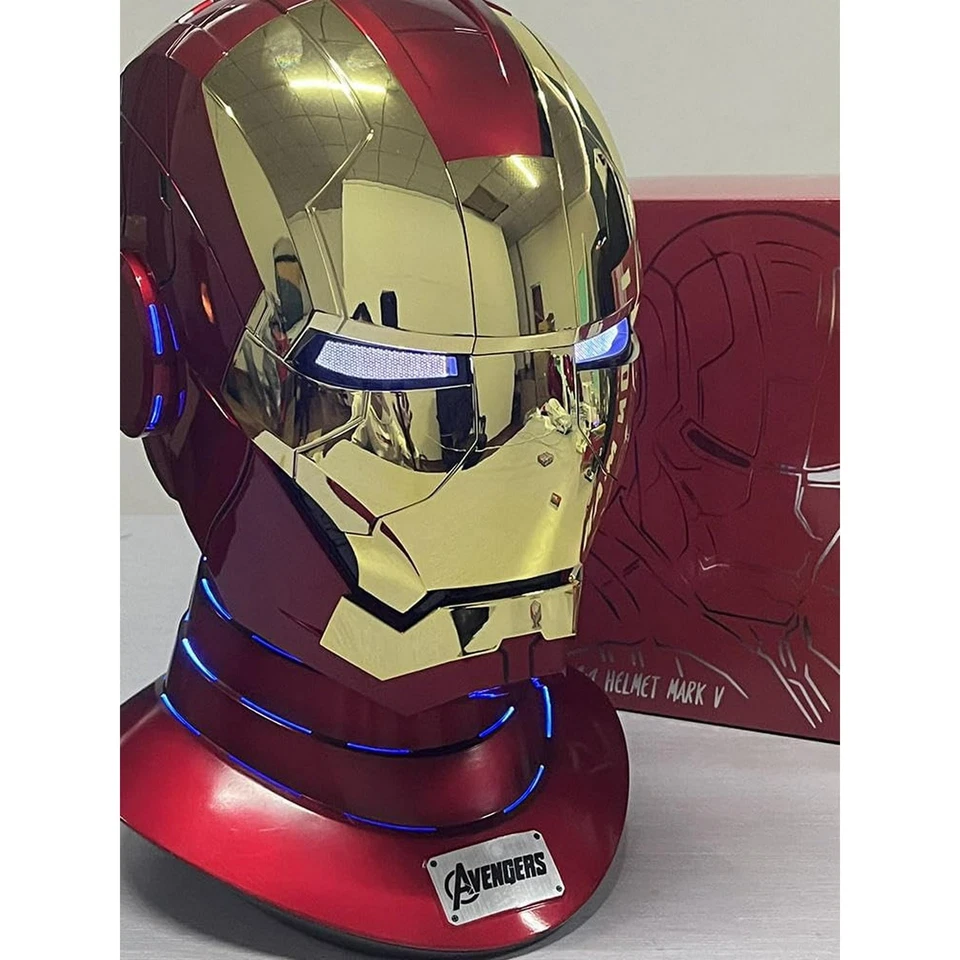 Casco portátil con control de voz deformable Jarvis 1:1 Iron Man MK5 galvanizado Foto 2 de 4