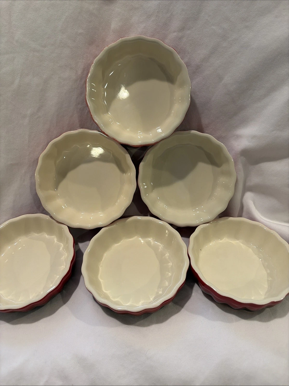 ROCQ Parisian Patisserie 5" Individual Tart/ Pie/ Flan Dish Red/Black Set 6 New