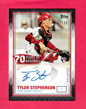 TYLER STEPHENSON 2021 Topps 70 Years Of Baseball RC AUTO BLACK /199 70YA-TS Reds