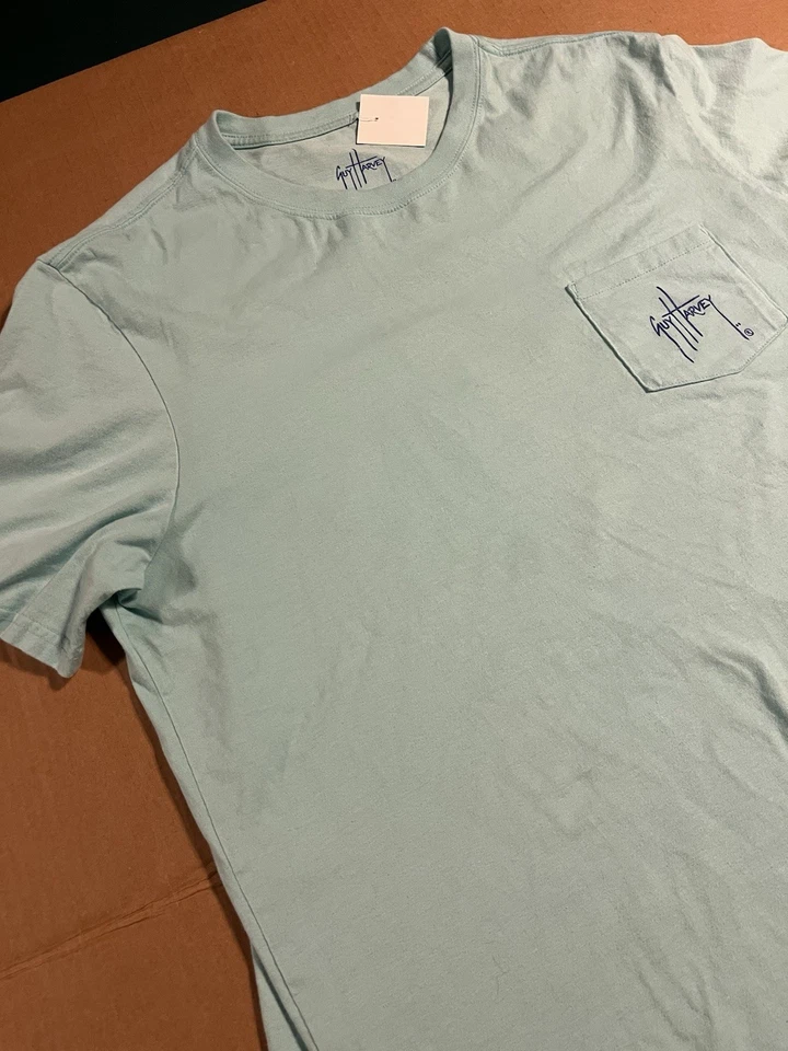 Camiseta Guy Harvey Offshore Art 2023 Gráfica Pescador Barco Pez XL Azul Océano Mar Foto 4 de 4