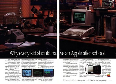 1985 Apple Computer: Every Kid Should Have Apple After School Vintage Print Ad