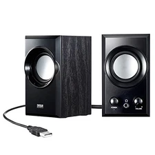 Sanwa Supply USB Speaker Wooden Cabinet with Passive Radiator Black MM-SPU7BK