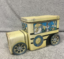 Vintage Looney Tunes School Bus Collector's Tin with Rolling Wheels