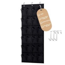 Over The Door Shoe Organizer with 24 Large Breathable Mesh Pockets, Space-Sav...