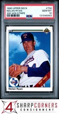 1990 UPPER DECK #734 NOLAN RYAN RANGERS HOF 300 WIN STRIPE PSA 10