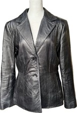 Vintage Black Wilsons Leather Pelle Studios Women  s Blazer Jacket Size Small