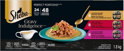 Sheba Chicken & Turkey Chunks Inch Gravy, 24 Count