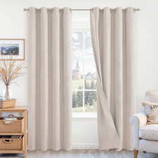 100 Blackout Curtains for Bedroom/Living Room- 84 Inch Long Linen Textured Ther