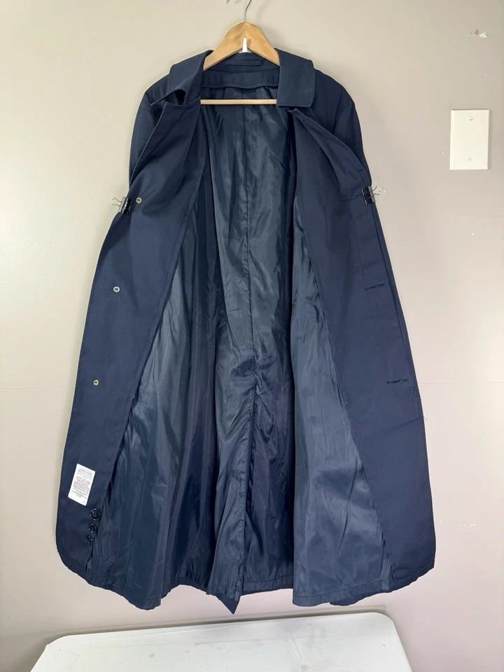 Newport Harbor Mens 44L Navy Blue Trench Coat Preppy Business Office Outerwear - Image 4 of 4