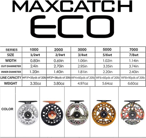 Mulinello da pesca a mosca ECO Large Arbor nuovo con combinazione di lenze - 3/4wt - Foto 7 di 9