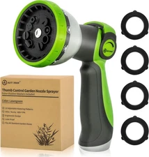 AUTOMAN Garden Hose Nozzle Sprayer - 10 Spray Patterns, Thumb Control On Off Val