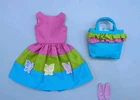 Vintage Skipper Country Picnic Blue Pink Green #1933 Dress & Bag Japan 1960s