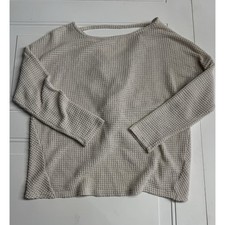 She  Sky Oversized Waffle Knit Twist Back Tan Sweatshirt Size Small
