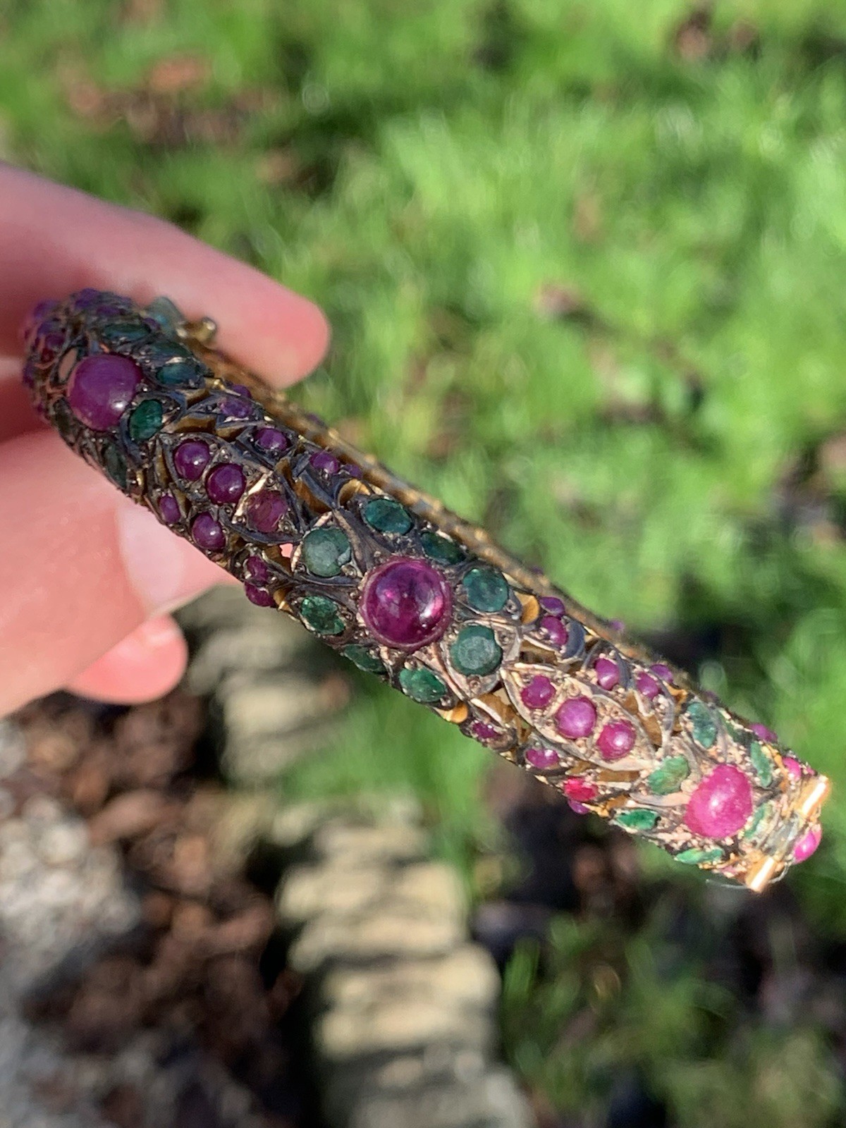 Silver Ruby And Emerald Antique Exceptional Large… - image 3