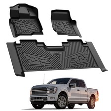 TPE Floor Mats for Ford F-150 2015-2026 Super Cab Waterproof 1st & 2nd Row Liner