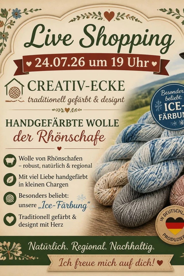 Handgefärbte Rhönschaf-Wolle – Ice-Färbungen, Unikate, limitiert reduziert