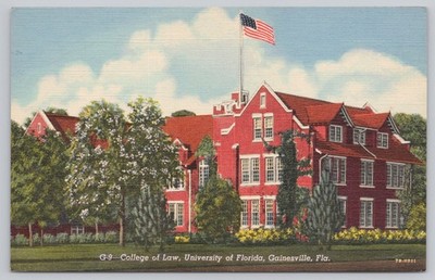 UF College of Law Gainesville FL Vintage Linen Postcard Curteich