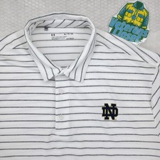 Notre Dame Fighting Irish Under Armour Polo Mens XL White Performance EUC