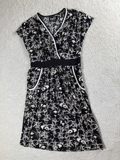 D&G Dolce & Gabbana Dress Womens Medium Black Panda Bamboo Print V Neck Casual