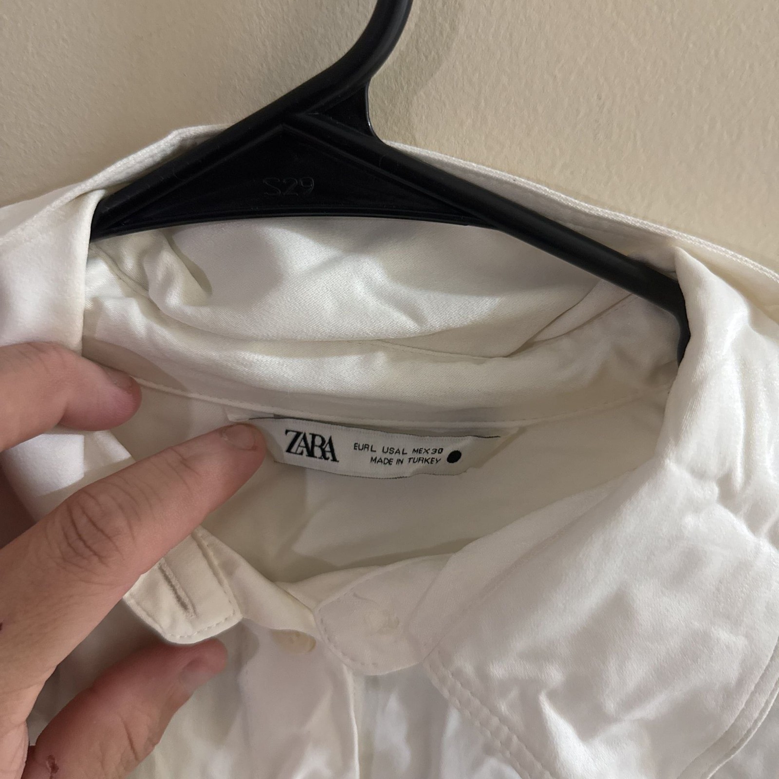 Zara Basic White Button-Up Collared Long Sleeve S… - image 3