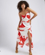 Summi Summi Siren Red Silk Maxi Dress Size XS AU 6 US 2 Strappy Slip Bias Cut