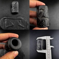 Rare Ancient Near Eastern Roman King Inscribed Stone Stmap Bead