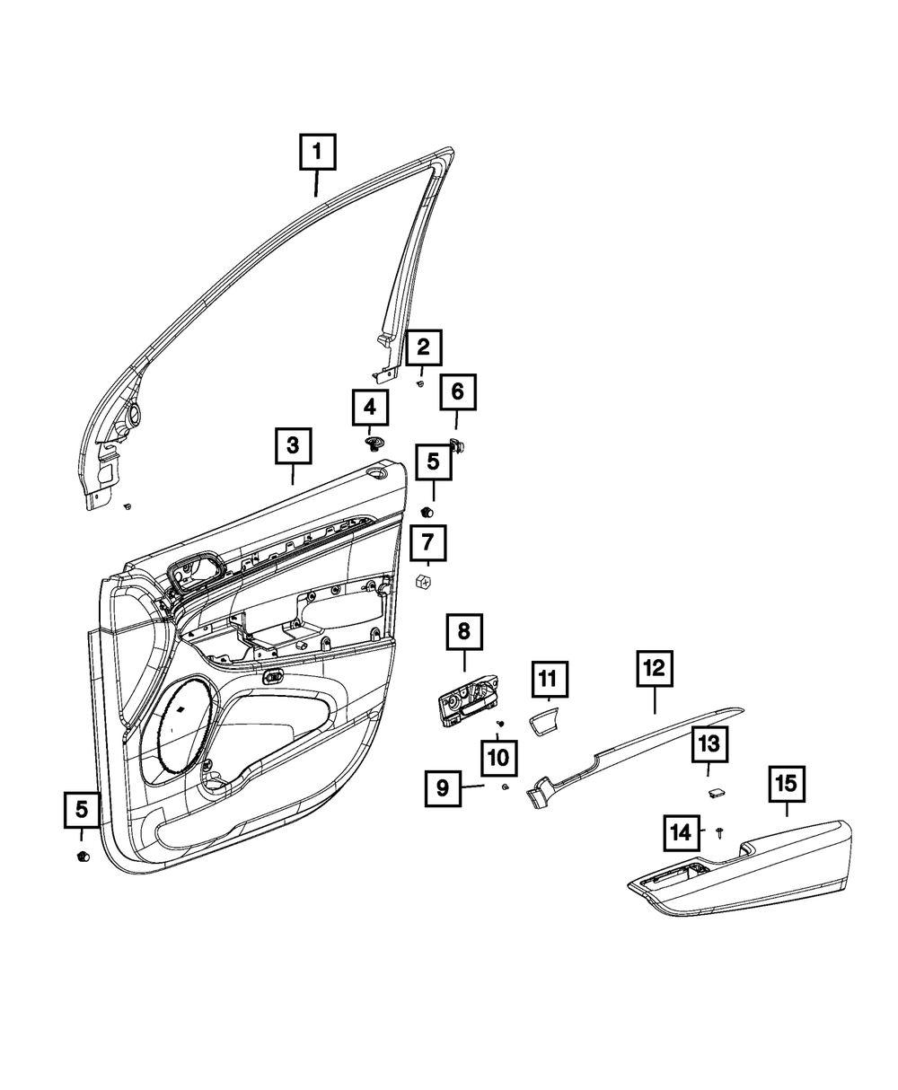 Genuine Mopar Front Door Trim Panel Assembly Left 6FD032X9AB
