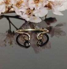 Delicado anillo brazalete de oro macizo de 10k 14k, anillos de oro para mujer, anillo para el pulgar, anillo midi