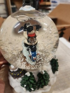 Harley-Davidson Motorcycle Winter Snow Globe Round Glass Resin Multicolor