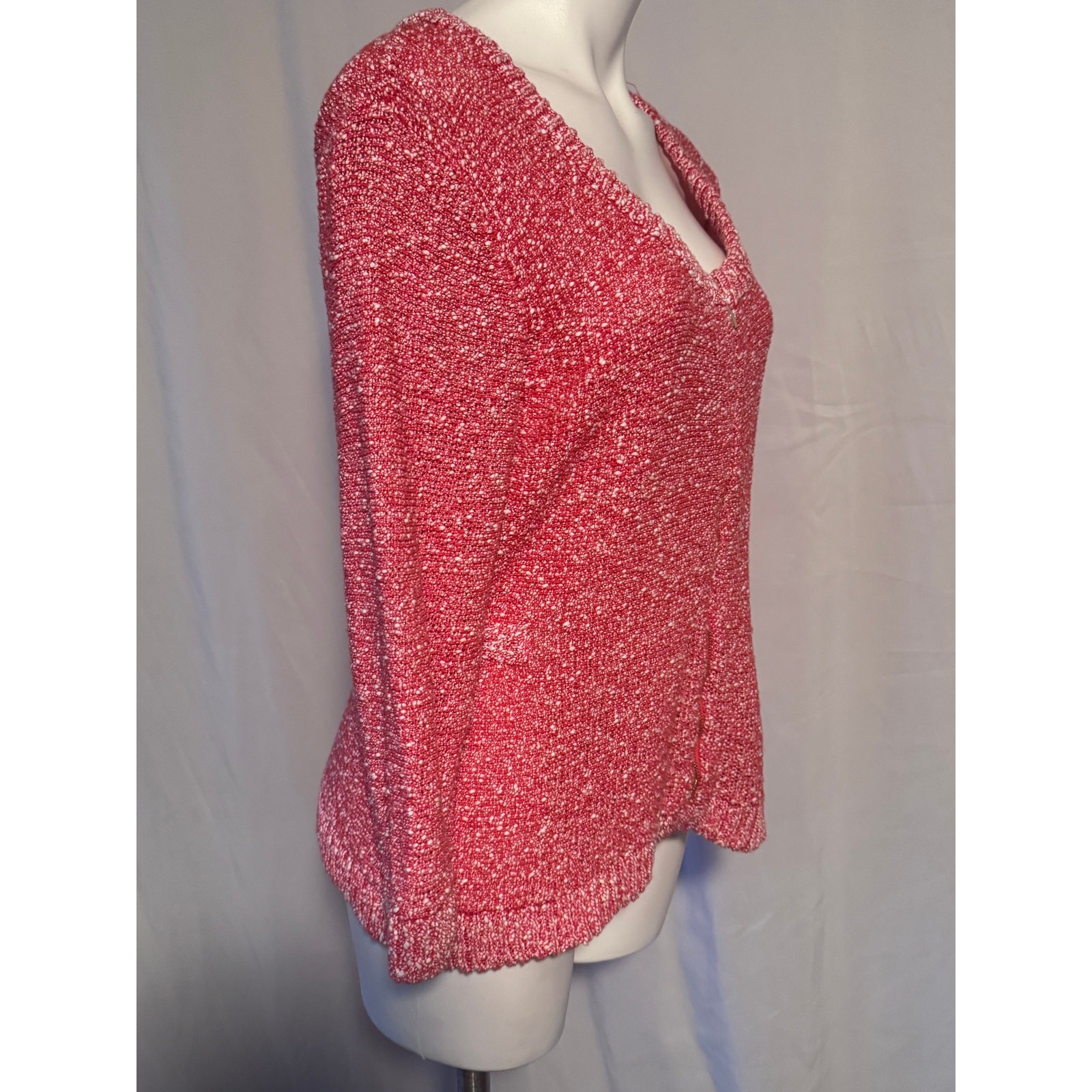 Grace Elements Red Textured Zip Front Cotton Card… - image 3