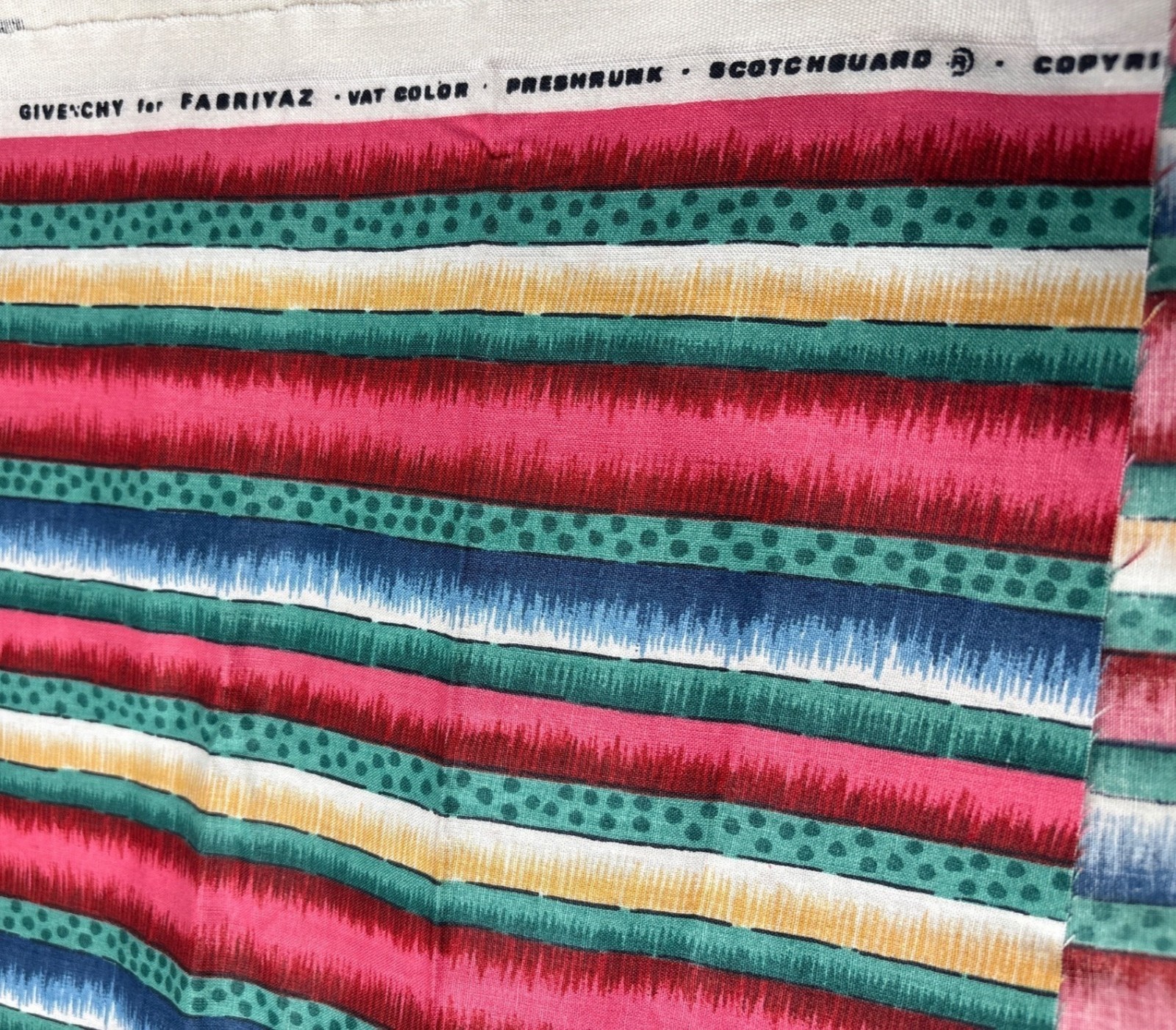 Givenchy Fabric 25"x54" Upholstery Multicolor Stripes Dotted Design thumbnail 4