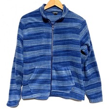 Eddie Bauer Kids Blue Striped Fleece Full Zip Pullover Jacket Youth Large 14/16