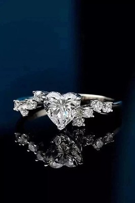 2 Karat Herzschliff Lab Created Diamant Damen Verlobungsring 14K Weißgold...