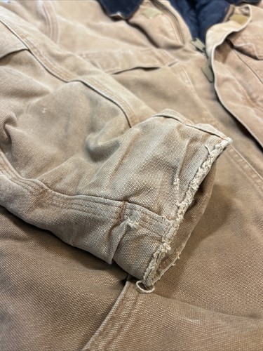 Carhartt Heavy Zip-Up Work Jacket/Coat (#14806) Brown-Youth XL 14/16 Distressed - Picture 6 of 16