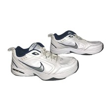 Nike Air Monarch IV 4E Shoes White/Metallic Silver/Navy 415445-102 Size 11.5