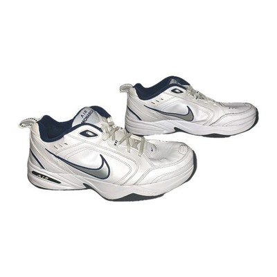 Nike Air Monarch IV (4E) Shoes White/Metallic Silver/Navy 415445-102 Size 11.5