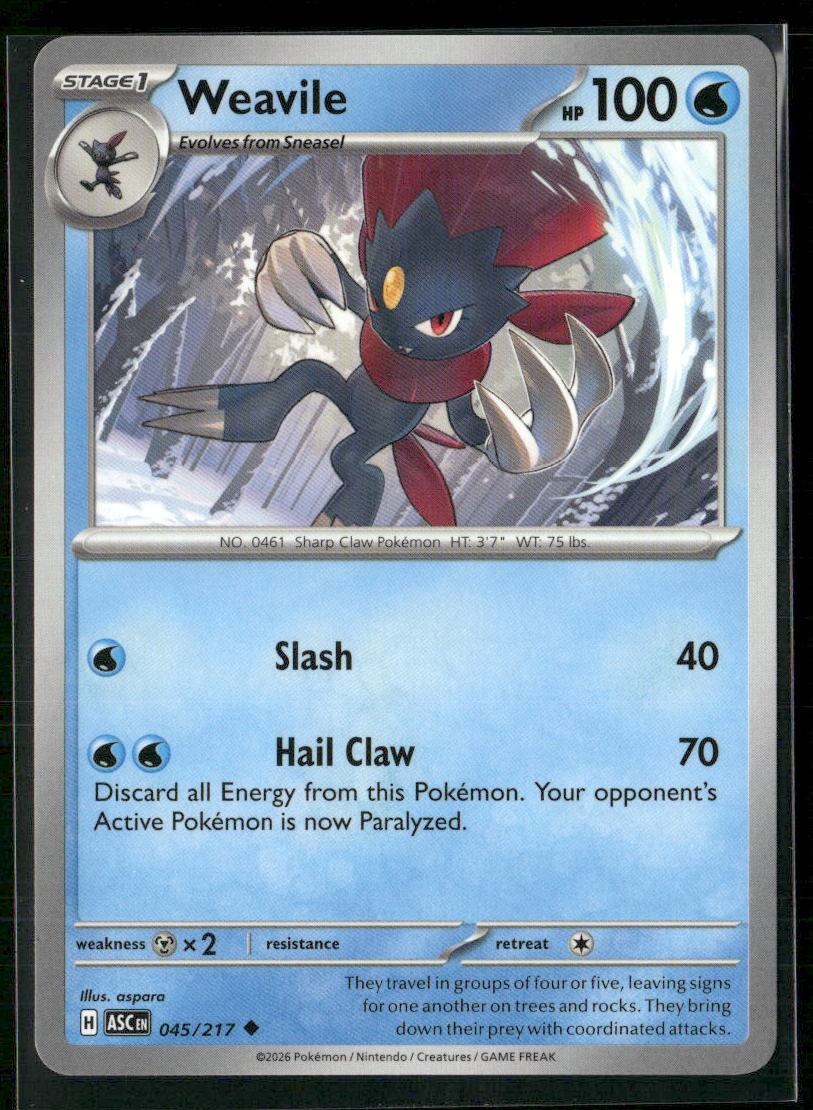 Weavile ME: Ascended Heroes 045/217 Normal NM
