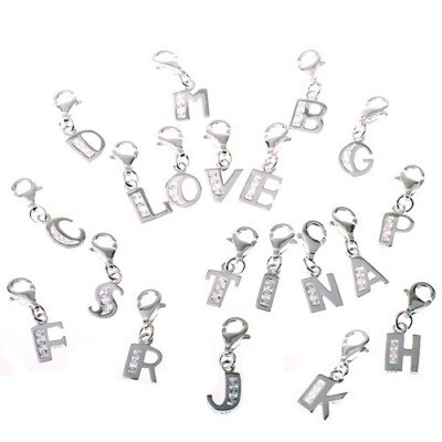 Lucky Life Buchstaben Charm Bettel-Anhänger 925 Silber Zirkonia Bettelarmband