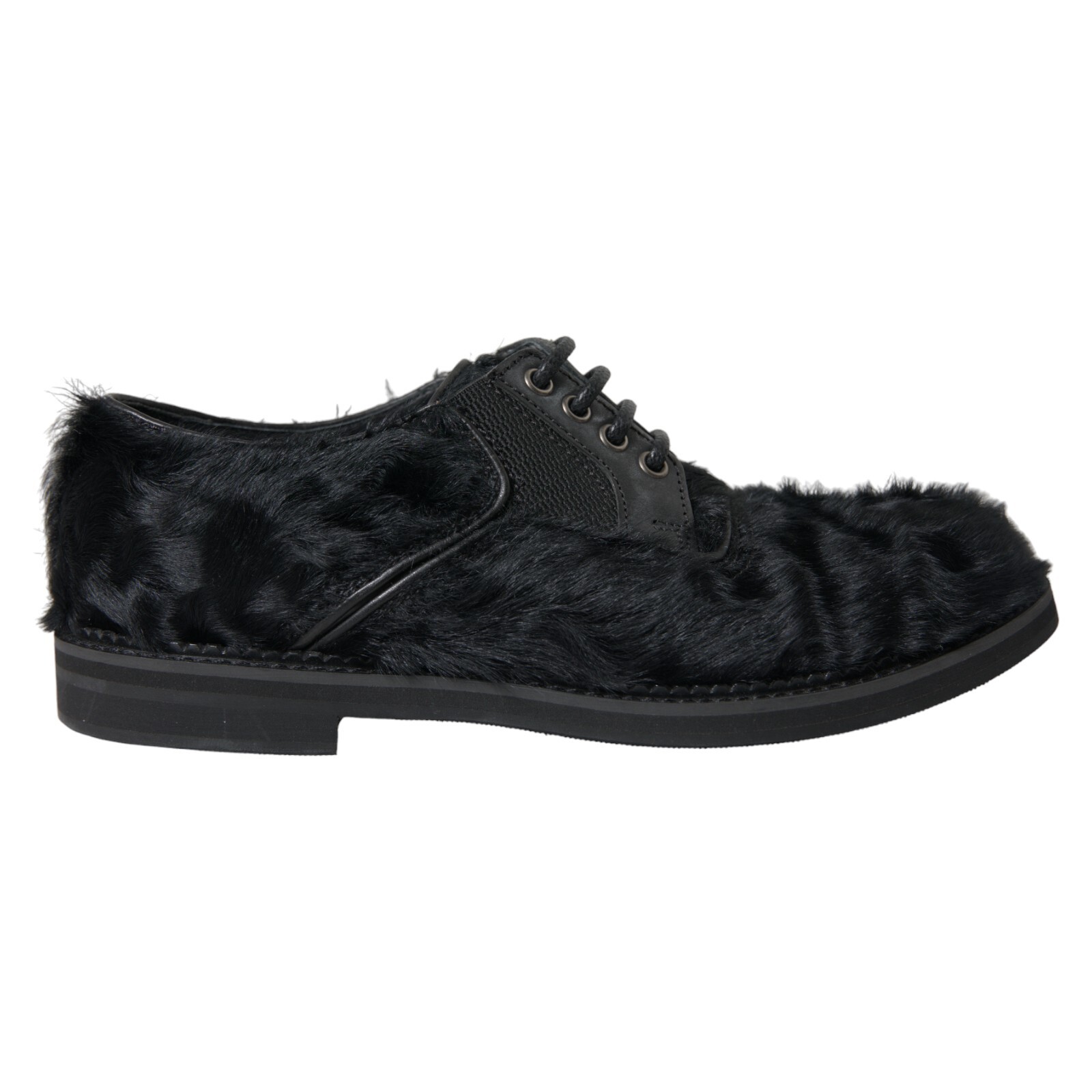 SAOLA Scarpe DOLCE & GABBANA abito pelliccia nera pelle stringata derby EU41 US8 3000usd