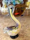 VTG Murano Style HAND BLOWN Pelican w/ Fish ART GLASS Paper Weight BEACH Bird