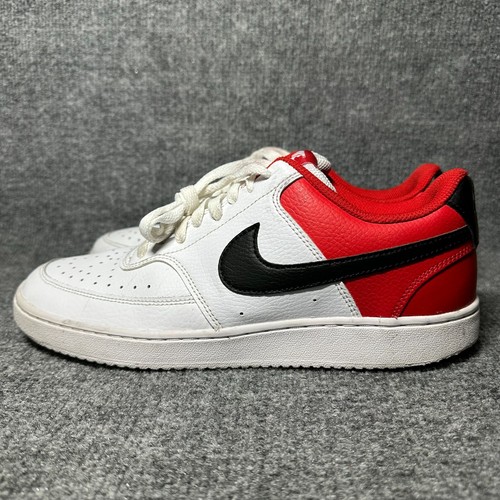 Nike Court Vision Low DH0851-100 Men's US 10.5 Sneakers White Red Leather Shoes - Picture 3 of 9