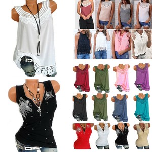 Womens-Summer-Loose-Sleeveless-Vest-Tank-Top-Boho-Lace-T-Shirts-Blouse-Plus-Size