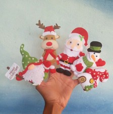 Finger Puppets Toys Christmas Rudolph Red Nosed Reindeer Santa Vintage 7Pcs Set