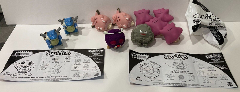 VTG BK Kids Club 11 Pokemon Rev-Tops & Squirters '99 Nintendo/HASBRO mixed lot