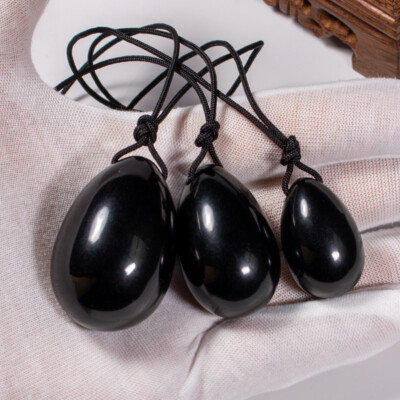 Natural Rose Quartz Stone Carved Jade Yoni Eggs for Women Kegel Exercise 3pcs