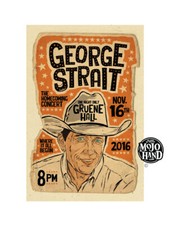 George Strait concert poster - 2016 - Gruene hall, Texas