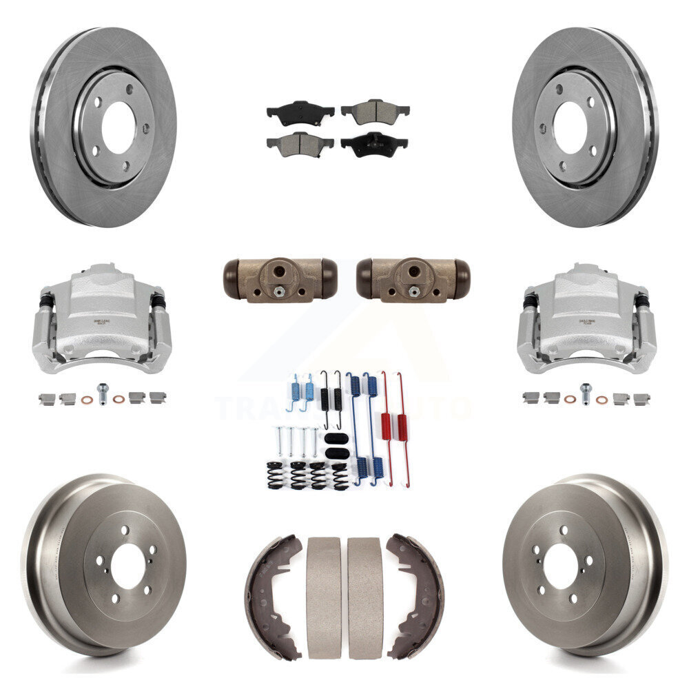 Front Rear Disc Brake Caliper Rotor Drum Semi-Metallic Pad Shoe Cylinder Kit Replacement