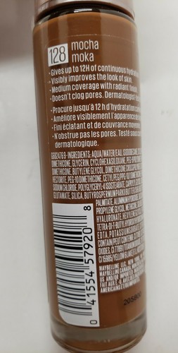 Maybelline Dream Radiant flüssige feuchtigkeitsspendende Foundation 128 MOKKA 1 fl. Oz. kostenloser Versand - Bild 3 von 4